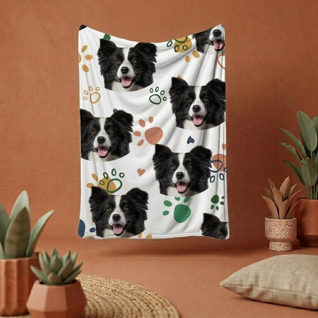 Personalized Pet Photo Blanket | Custom Cat Dog Picture  Throw Blanket | Soft Flannel Pet Memorial Gift