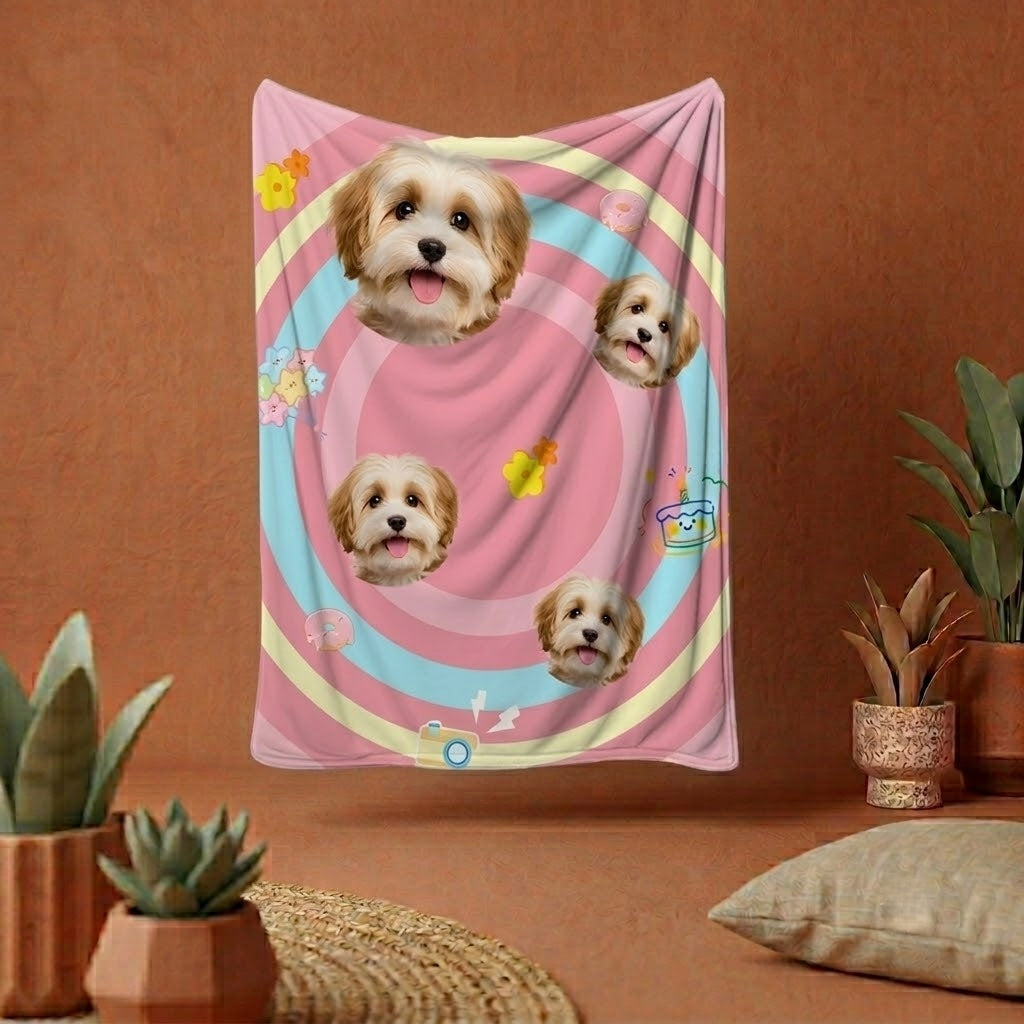 Personalized Pet Photo Blanket | Custom Cat Dog Picture  Throw Blanket | Soft Flannel Pet Memorial Gift