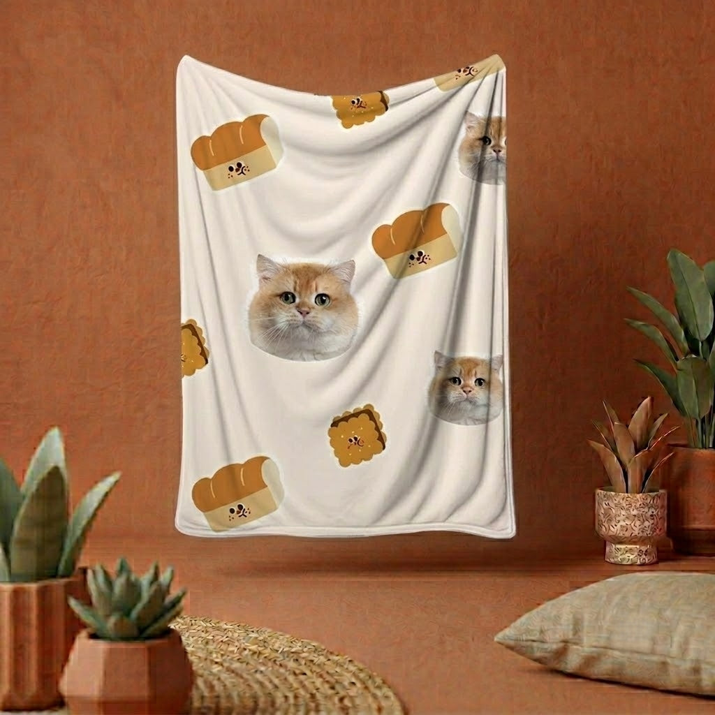 Personalized Pet Photo Blanket | Custom Cat Dog Picture  Throw Blanket | Soft Flannel Pet Memorial Gift