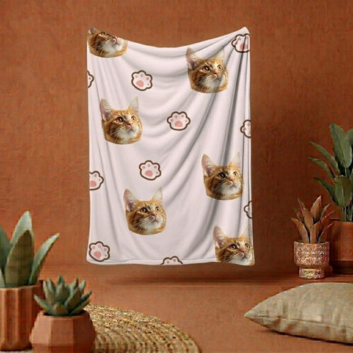 Personalized Pet Photo Blanket | Custom Cat Dog Picture  Throw Blanket | Soft Flannel Pet Memorial Gift